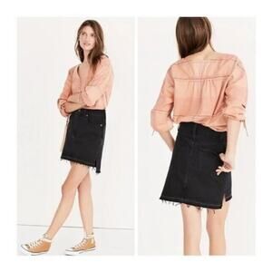 Madewell Step Hem Black Jean Skirt size 25
